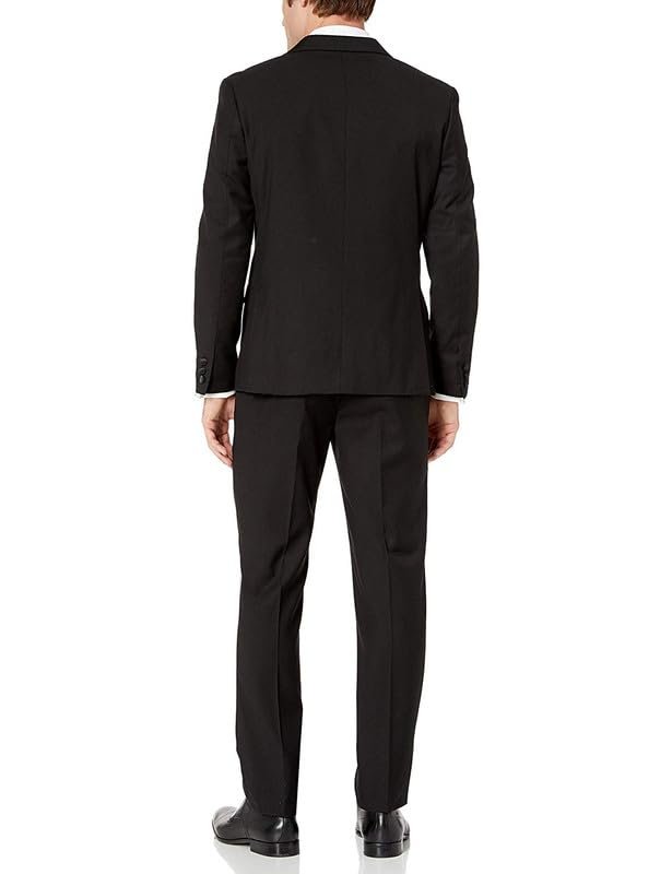 Adam Baker Men's 100% Wool Modern Fit Double Breasted 2-Piece Peak Lapel Tuxedo