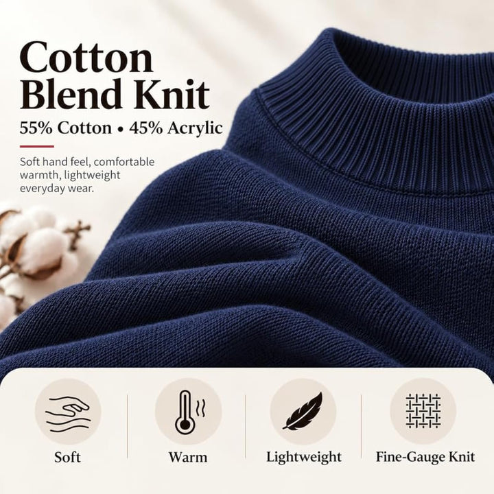 Adam Baker Men's Mock Neck Cotton Blend Knit Pullover Sweater