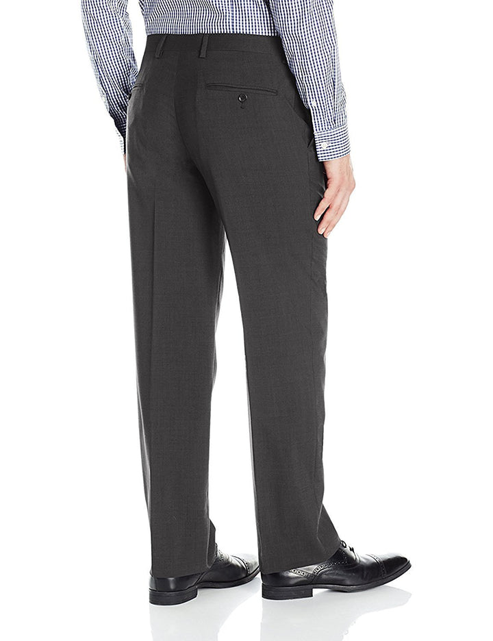 Adam Baker Men's Charcoal & Grey Modern Fit 2-Piece Single Breasted Two Button Wool/Silk Blend Suit
