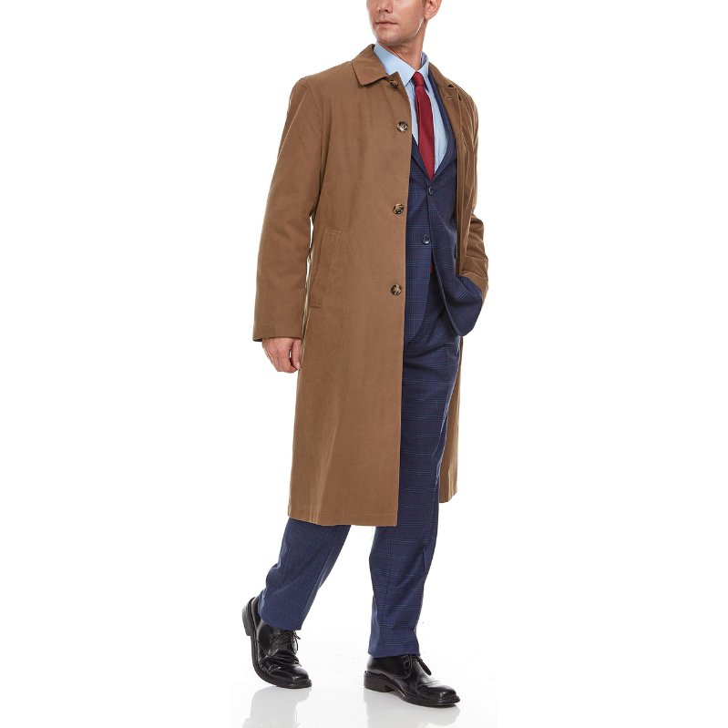 Adam Baker Men's Black & Khakhi Single Breasted Full Length Trench Coat All Year Round Raincoat