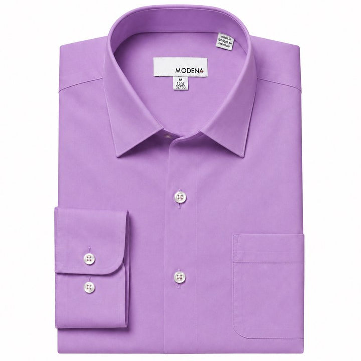 Modena Men’s Contemporary (Slim) Fit Long Sleeve Solid Dress Shirt