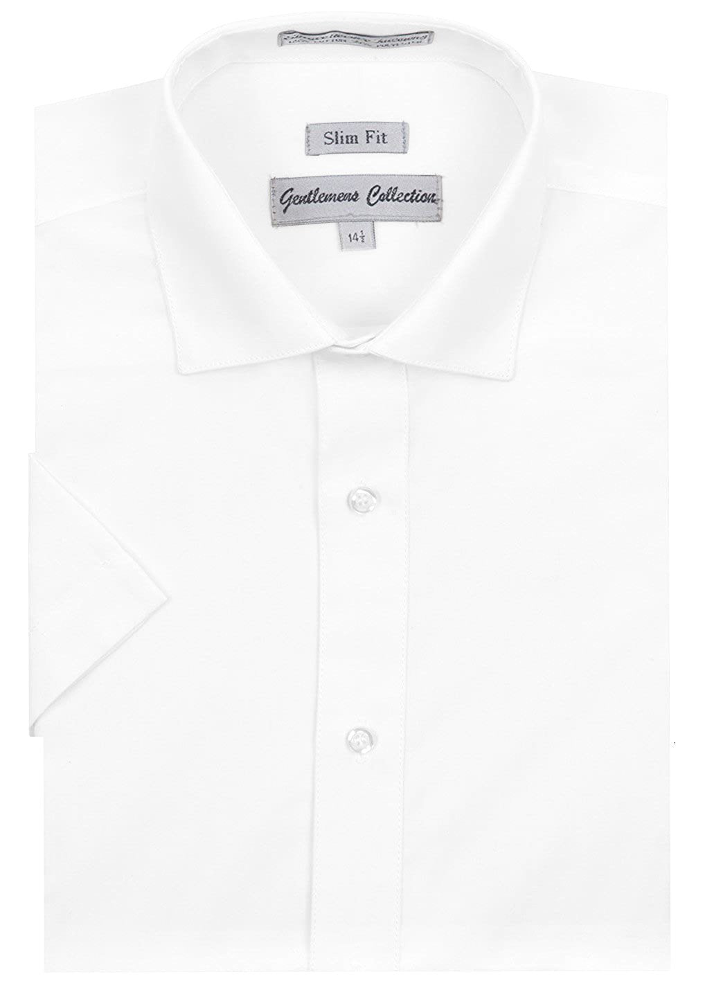 Gentlemens Collection Men's Slim Fit Short Sleeve Easy Care Solid Dress Shirt