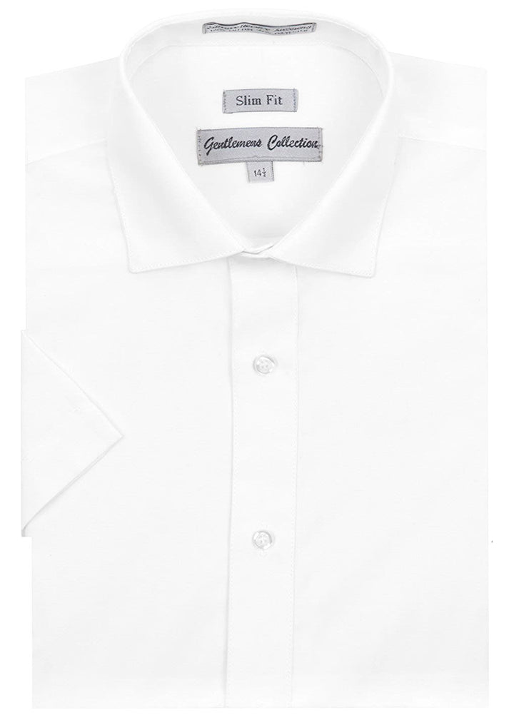 Gentlemens Collection Men's Slim Fit Short Sleeve Easy Care Solid Dress Shirt