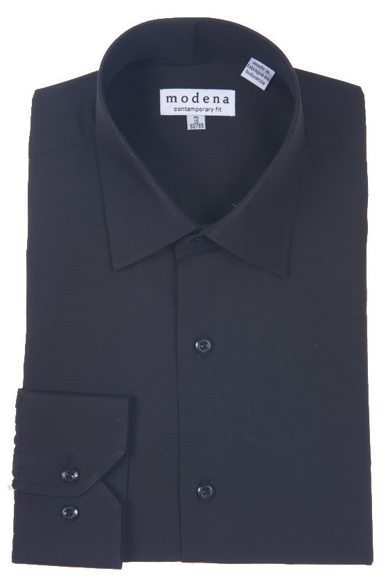 Modena Men’s Contemporary (Slim) Fit Long Sleeve Solid Dress Shirt – Colors