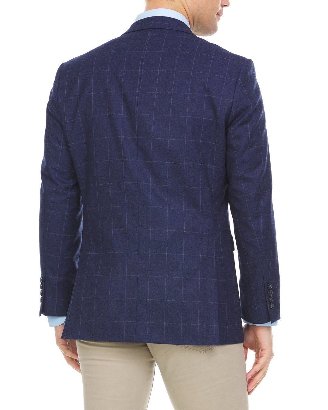 Adam Baker Men's Single Breasted 100% Wool Ultra Slim Fit Blazer/Sport Coat -Navy Windowpane