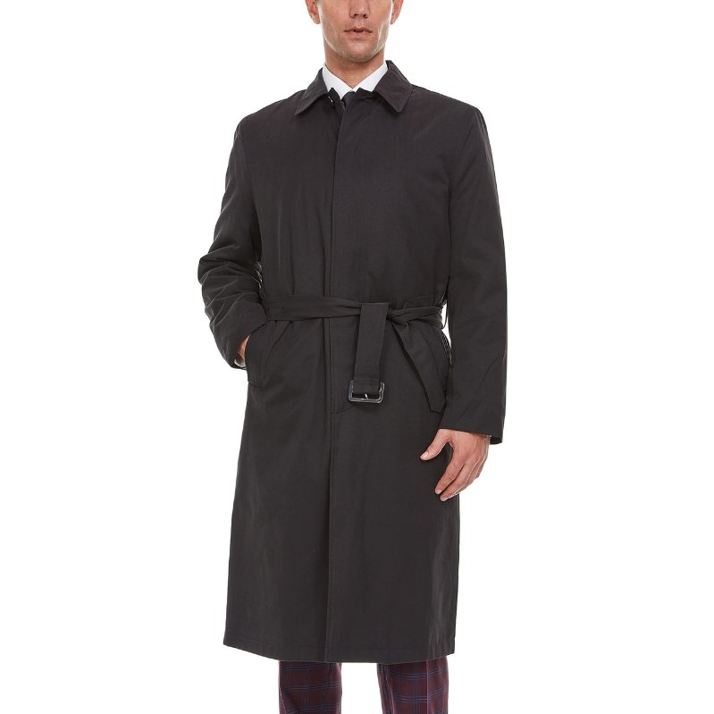 Adam Baker Men's Black & Khakhi Single Breasted Full Length Trench Coat All Year Round Raincoat