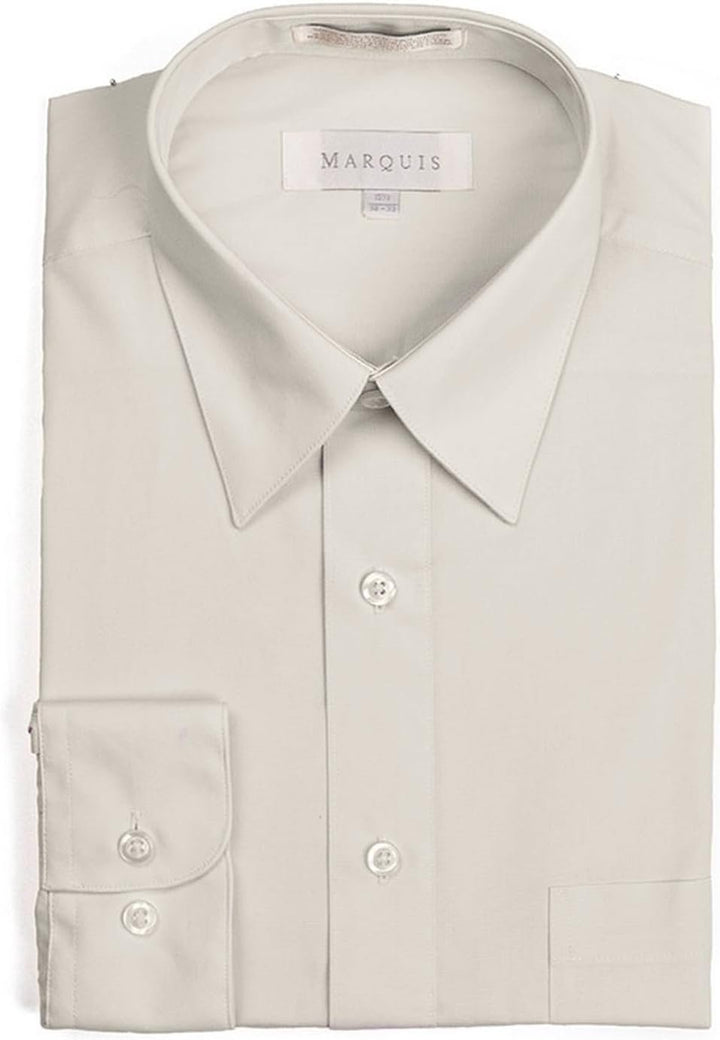 Marquis Men's Regular Fit Long Sleeve Wrinkle-Resistant Cotton Blend Solid Dress Shirt - Including Big and Tall
