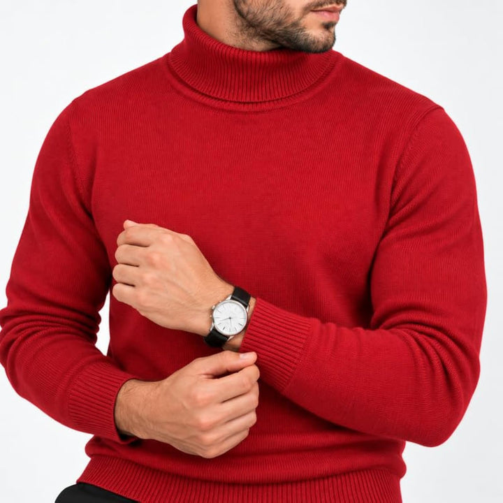Adam Baker Men's Cotton Blend Turtleneck Sweater, Casual Knitted Pullover Sweater