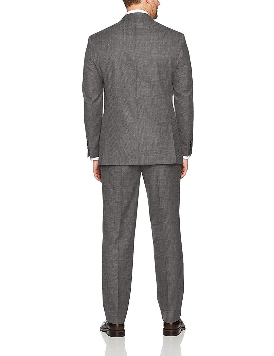 Adam Baker Men's Charcoal & Grey Modern Fit 2-Piece Single Breasted Two Button Wool/Silk Blend Suit