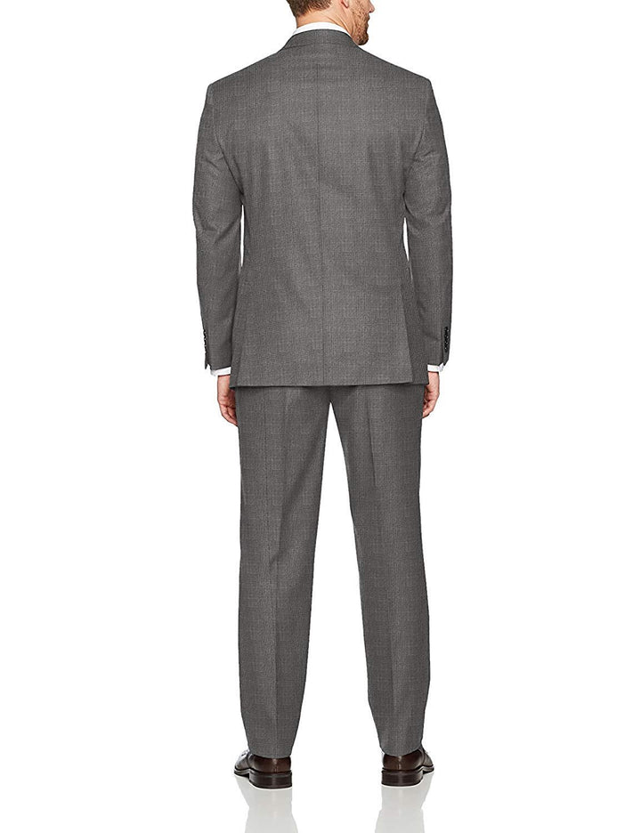 Adam Baker Men's Charcoal & Grey Modern Fit 2-Piece Single Breasted Two Button Wool/Silk Blend Suit