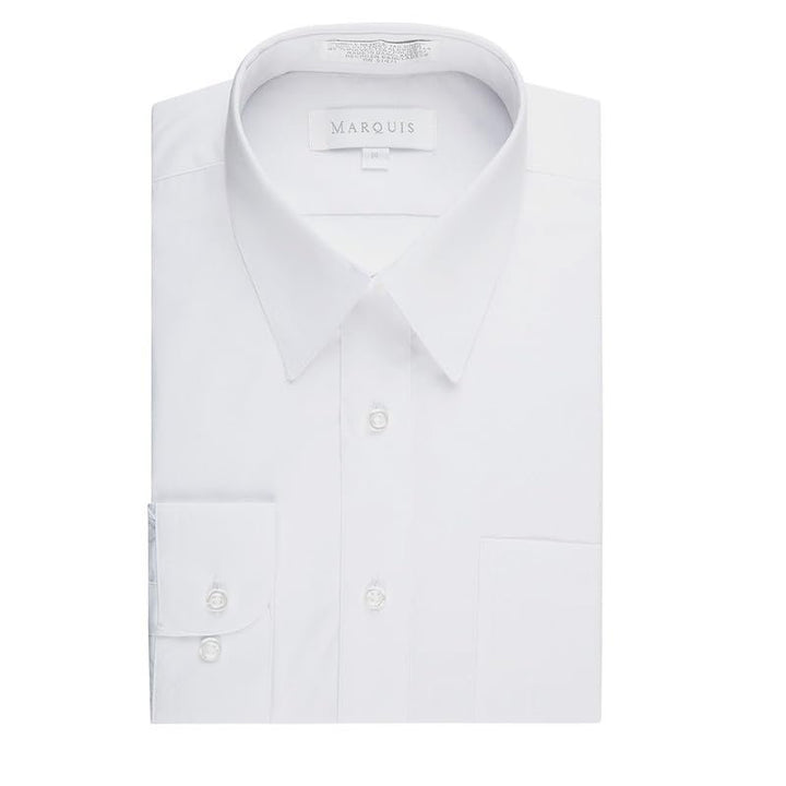 Marquis Boy's Regular Fit Long Sleeve Cotton Blend Solid Dress Shirt