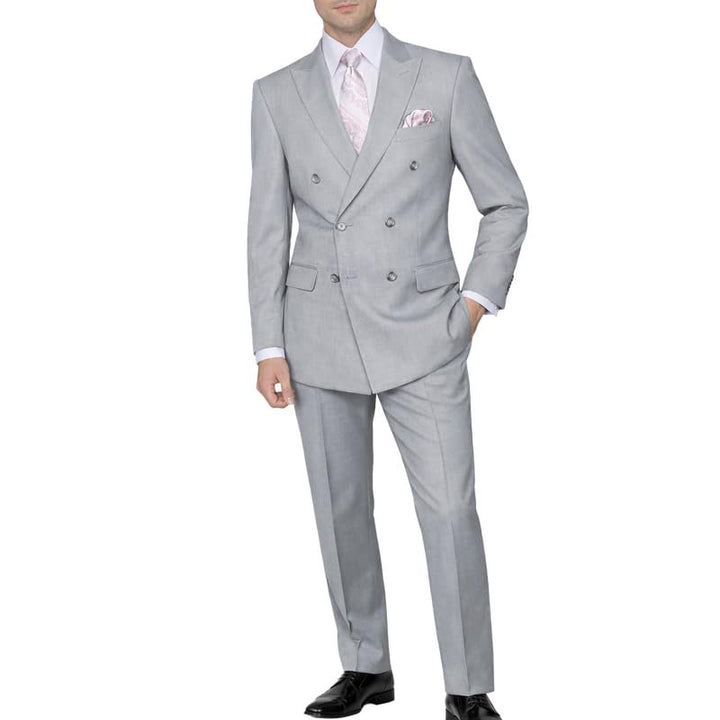 Adam Baker Men's Modern Fit Double Breasted Wool 2-Piece Suit Set | Jacket & Pants