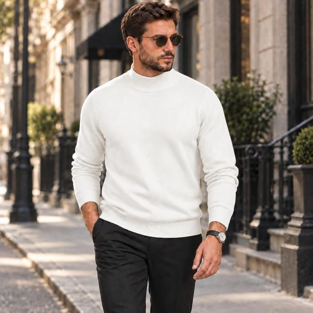 Adam Baker Men's Mock Neck Cotton Blend Knit Pullover Sweater