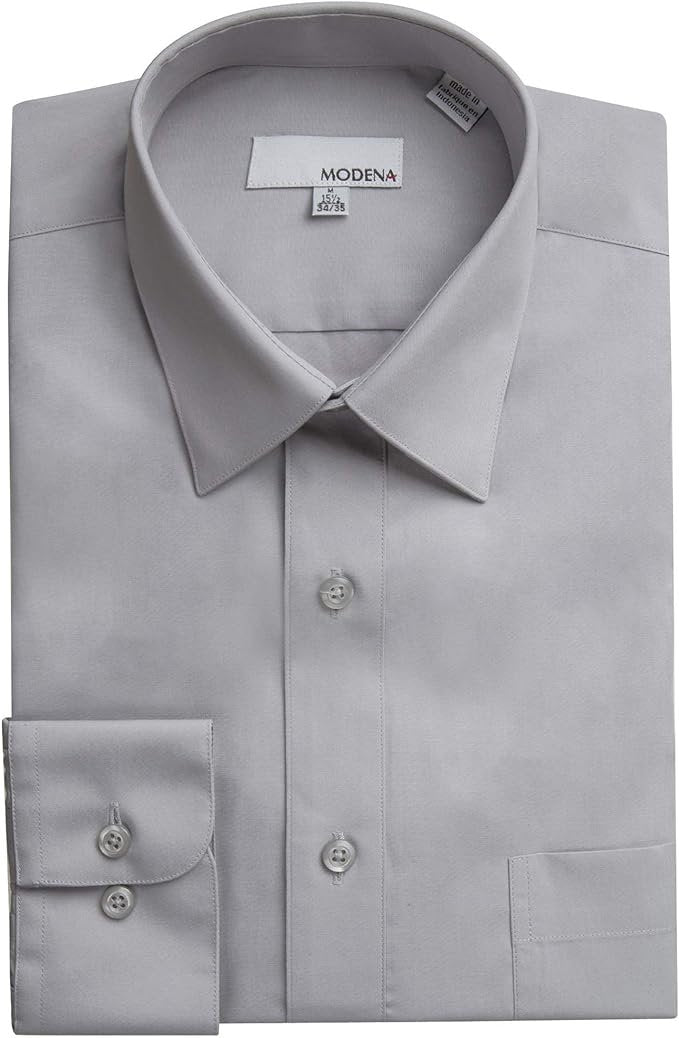 Modena Black Contemporary Fit Cotton Blend Dress Shirt, 14 32/33 / Black Modena Black Contemporary Fit Cotton Blend Dress Shirt, 14 32/33 / Black