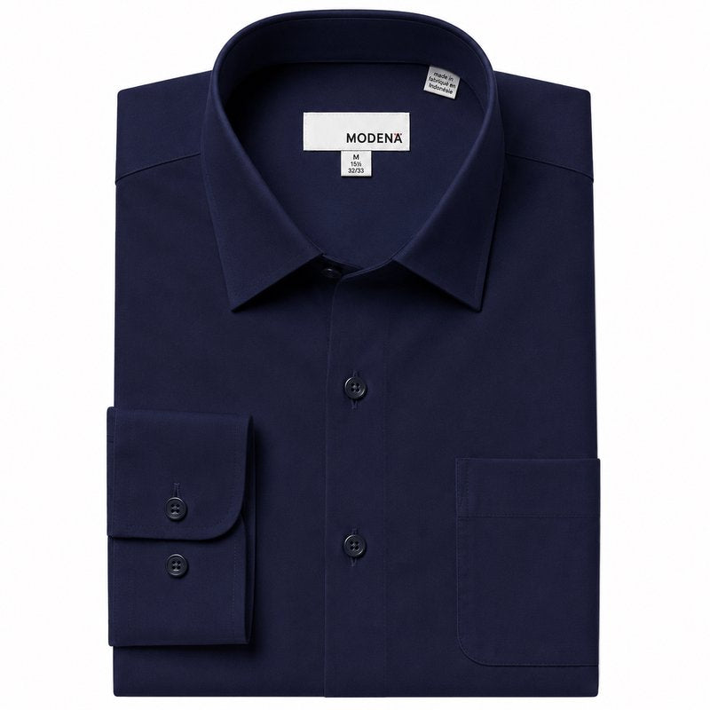 Modena Men's Regular Fit Long Sleeve Solid Dress Shirt