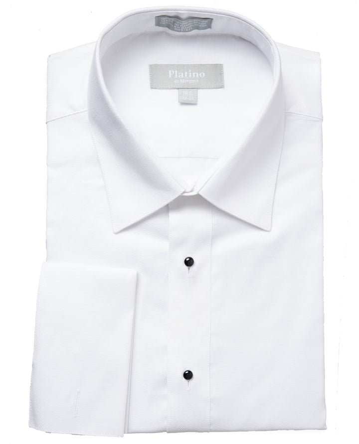 Adam Baker Men's Tuxedo Shirt | French Cuff Laydown Collar Cotton Formal Regular Fit Dress Shirt for Prom Party Wedding