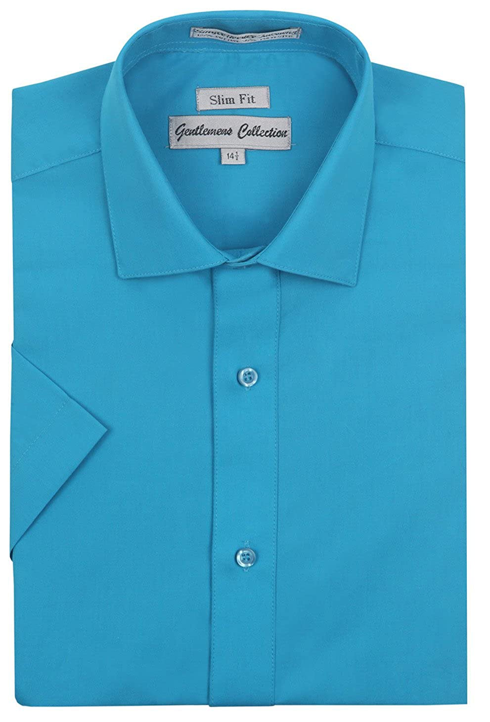 Gentlemens Collection Men's Slim Fit Short Sleeve Easy Care Solid Dress Shirt