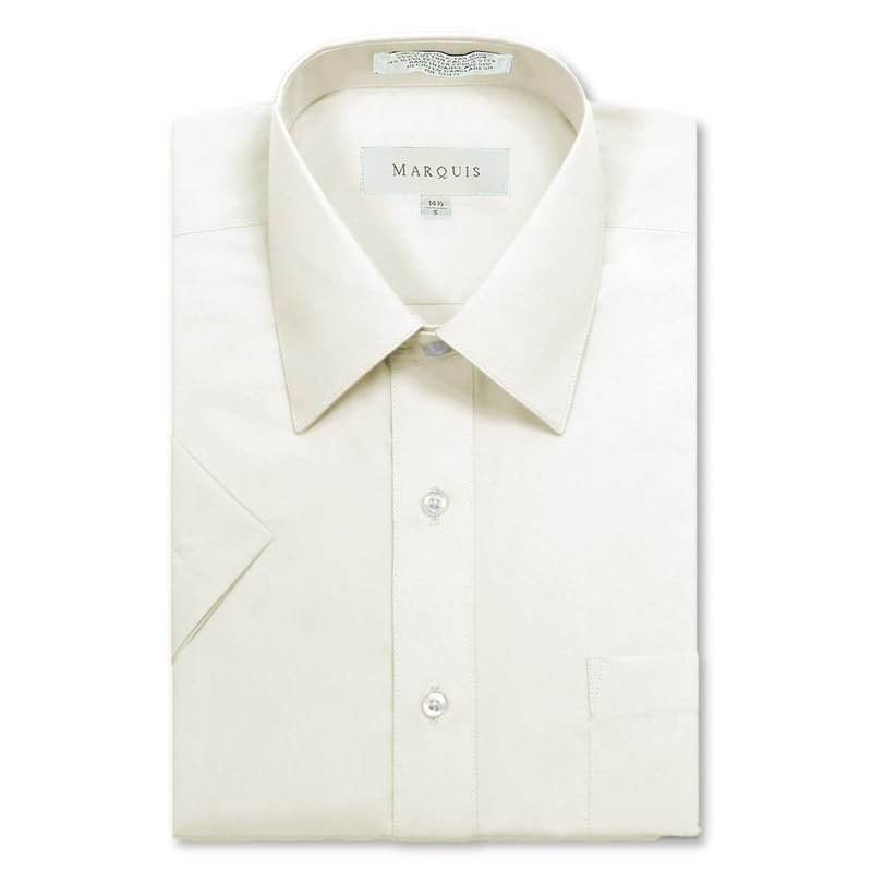 Marquis Men's Classic Fit Short Sleeve Cotton Blend Broadcloth Dress Shirt