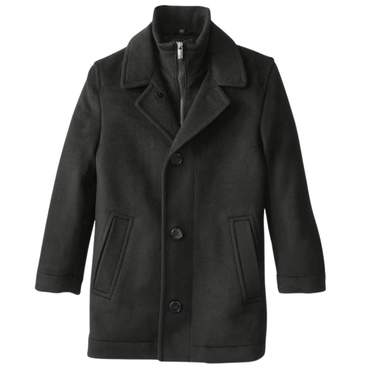 Bradley Jons Boys Slim Fit Wool Coat – 3/4 Length Dress Overcoat with Insulated Bib