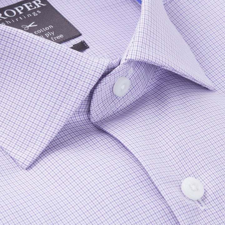 Proper Men's Slim Fit Long Sleeve Mini Check Wrinkle Free Cotton Dress Shirt - Colors