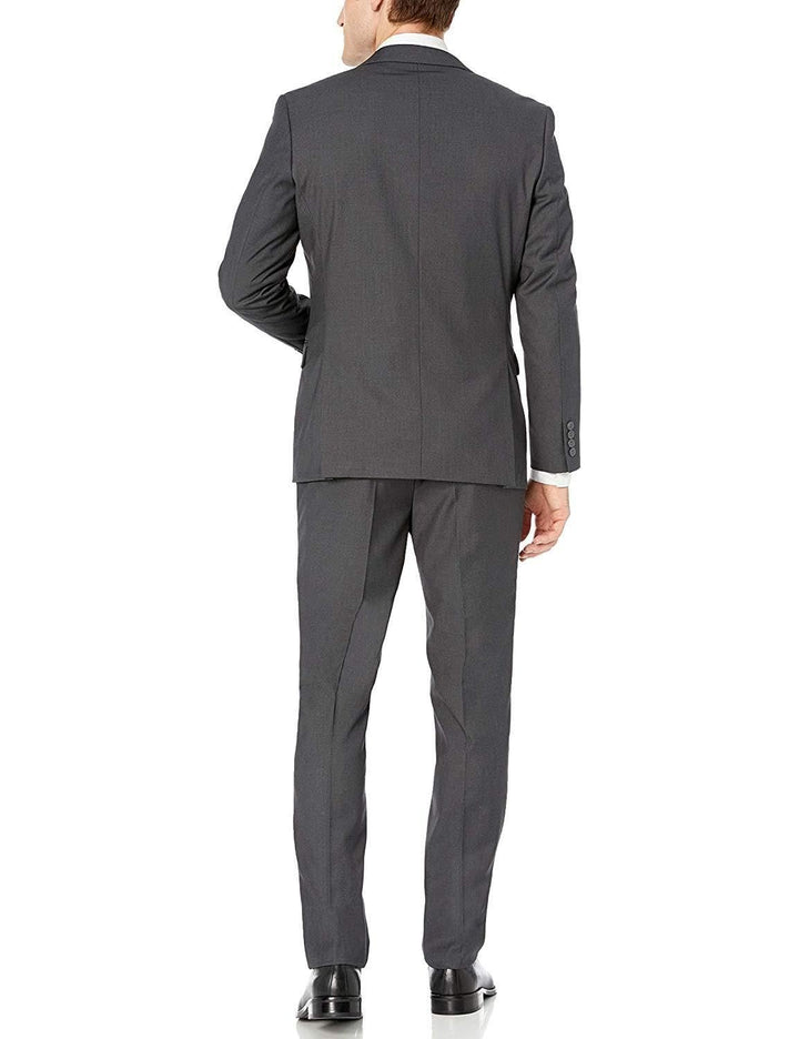 Adam Baker Men's Slim Fit 3-Piece (Jacket, Vets, Trousers) Vested Suit Set - Charcoal & Grey