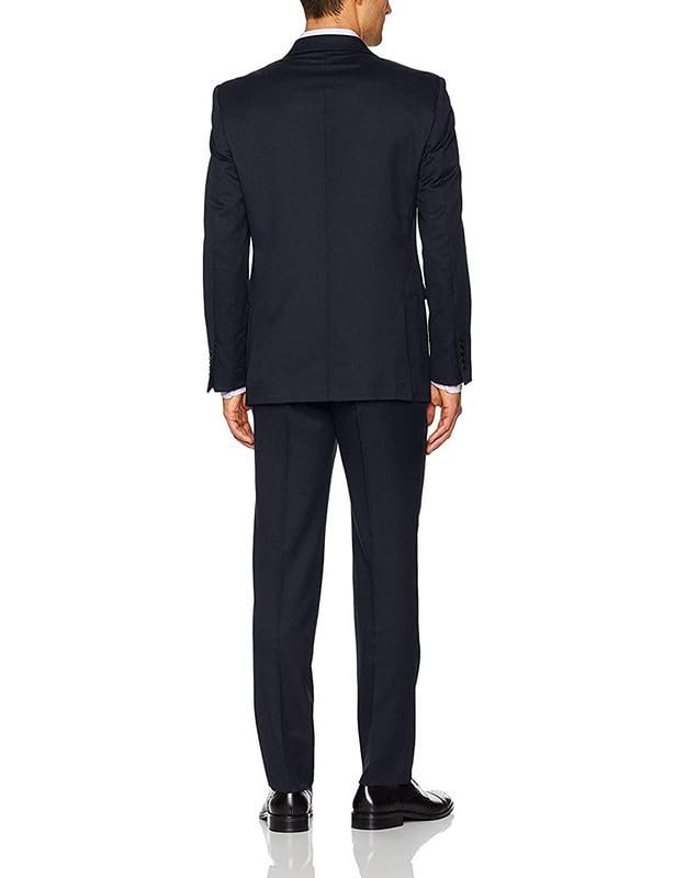 Adam Baker Men's 100% Wool Slim Fit 2-Piece Suit Set, Single Breasted Jacket and Trousers, for Business, Wedding & Prom