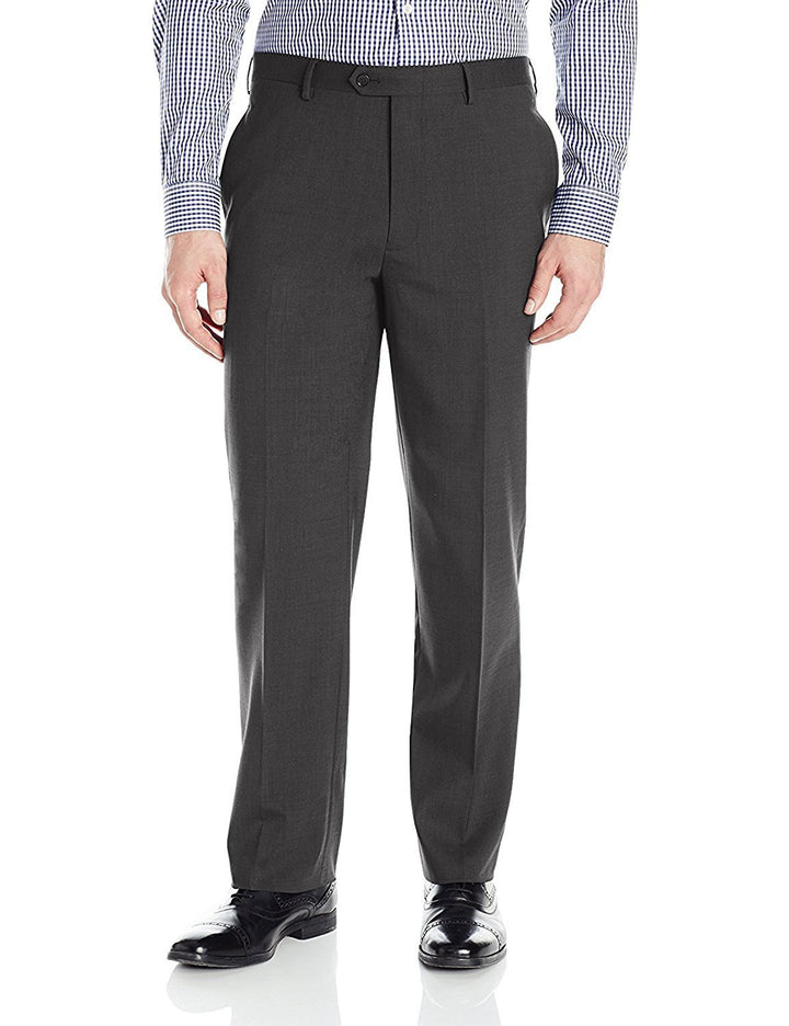 Adam Baker Men's Charcoal & Grey Modern Fit 2-Piece Single Breasted Two Button Wool/Silk Blend Suit