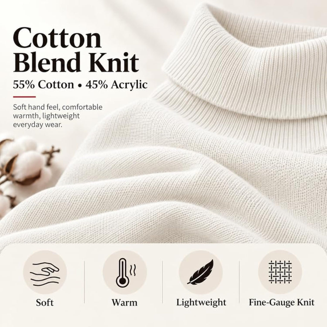 Adam Baker Men's Cotton Blend Turtleneck Sweater, Casual Knitted Pullover Sweater