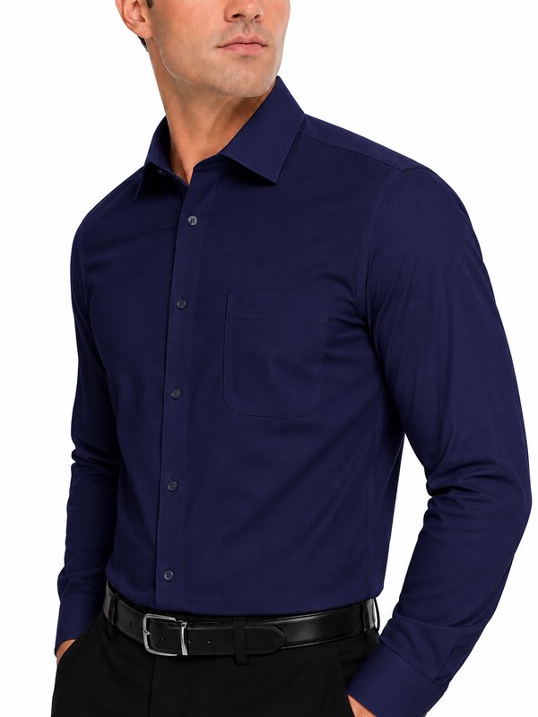 Modena Men's Regular Fit Long Sleeve Solid Dress Shirt