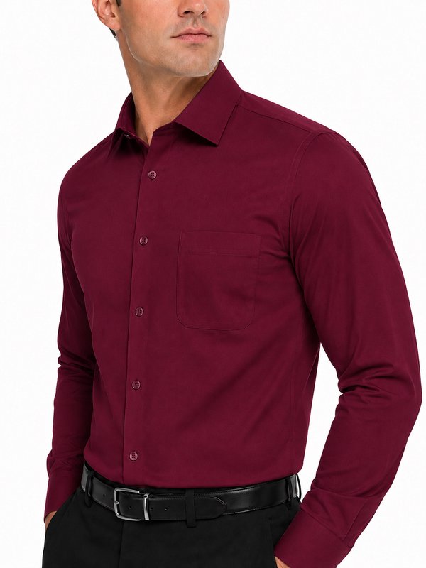 Modena Men's Regular Fit Long Sleeve Solid Dress Shirt