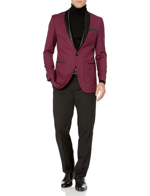 Adam Baker Men's Slim Fit Shawl Collar Tuxedo Jacket for Wedding, Business, Prom & Formal Wear (Separates)