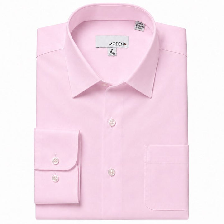 Modena Men's Regular Fit Long Sleeve Solid Dress Shirt