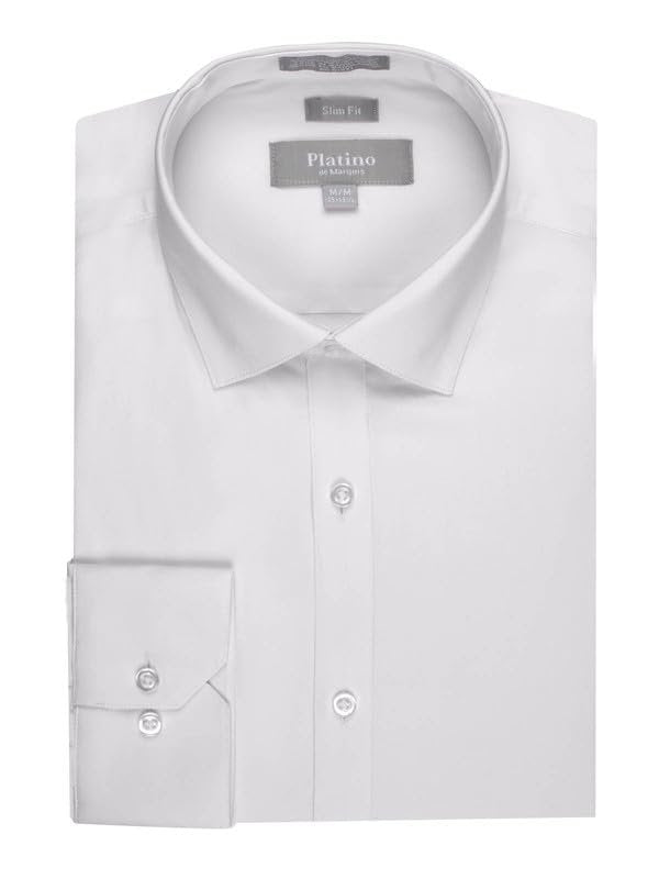 Adam Baker Men's Slim Fit Long Sleeve Stretch Poplin Dress Shirt