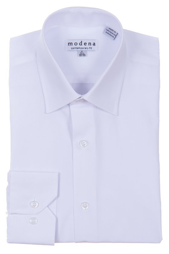 Modena Men’s Contemporary (Slim) Fit Long Sleeve Solid Dress Shirt – Colors