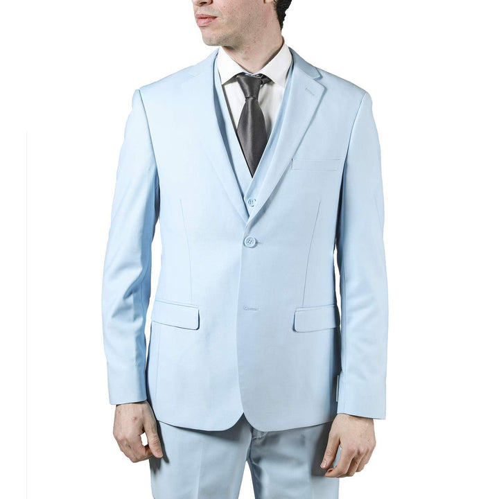 Adam Baker Men's 3-Piece Single Breasted Slim Fit 2-Button Vested Dress Suit Set & Tuxedo Suit Set - Colors