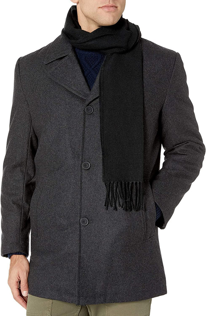 LONDON FOG mens Amity 34" Wool Blend Car Coat With Scarf