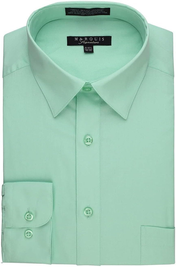 Marquis Men's Regular Fit Long Sleeve Wrinkle-Resistant Cotton Blend Solid Dress Shirt - Including Big and Tall