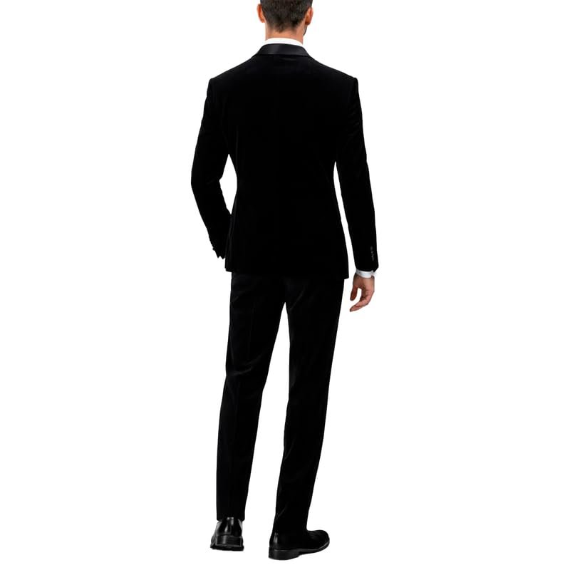 Adam Baker Men's Velvet Tuxedo | Modern Fit Single Breasted Vested Three Piece Tuxedo - Colors
