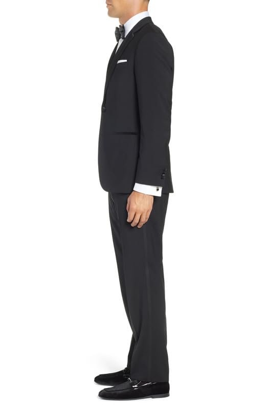 Adam Baker Men’s Slim Fit & Classic Fit Tuxedo Pants for Men | Formal Dress Pants | Satin Side Stripe & Hidden Expandable Stretch Waistband