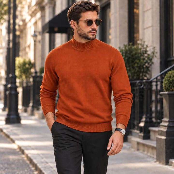 Adam Baker Men's Mock Neck Cotton Blend Knit Pullover Sweater