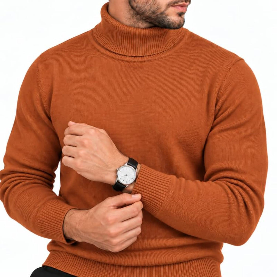 Adam Baker Men's Cotton Blend Turtleneck Sweater, Casual Knitted Pullover Sweater