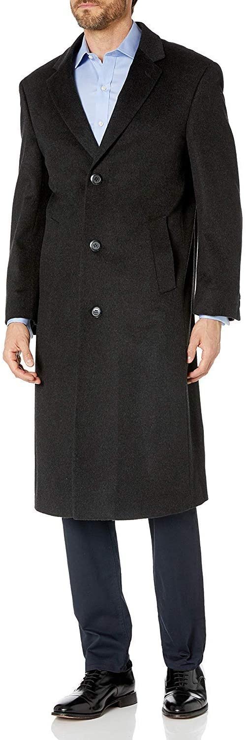 Adam Baker Men's Single Breasted Wool Cashmere Full Length Topcoat - Colors