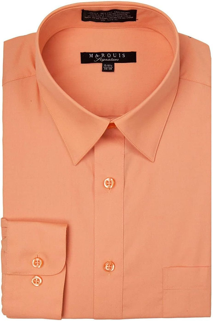 Marquis Men's Regular Fit Long Sleeve Wrinkle-Resistant Cotton Blend Solid Dress Shirt - Including Big and Tall