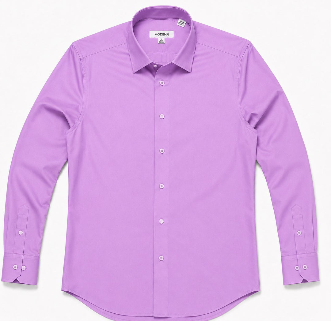 Modena Men's Regular Fit Long Sleeve Solid Dress Shirt – Adam Baker