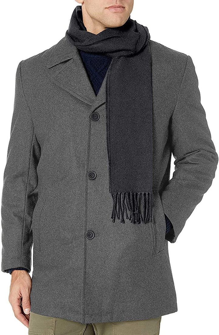LONDON FOG mens Amity 34" Wool Blend Car Coat With Scarf