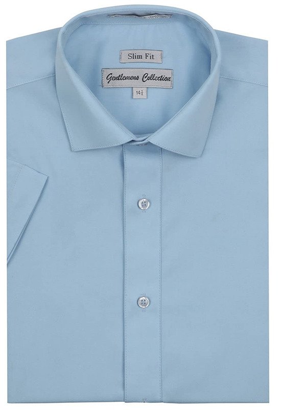 Gentlemens Collection Mens Short Sleeve Slim Fit Easy Care Dress Shirt - Colors