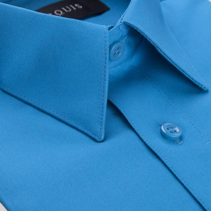 Marquis Boy's Regular Fit Long Sleeve Cotton Blend Solid Dress Shirt