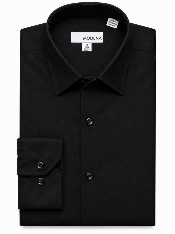Modena Men’s Contemporary (Slim) Fit Long Sleeve Solid Dress Shirt