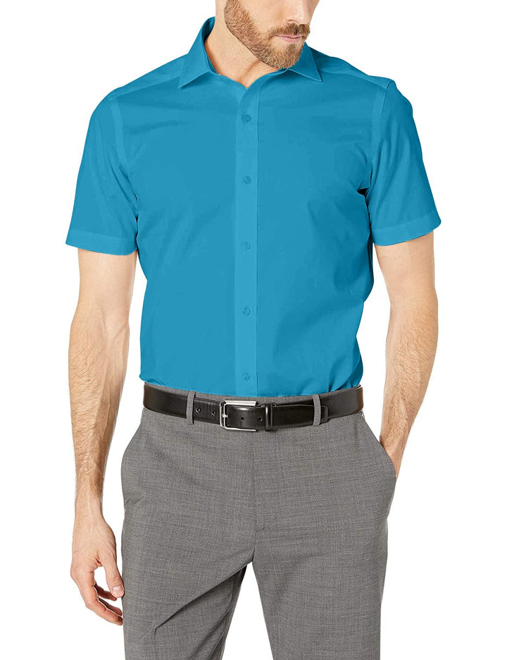 Gentlemens Collection Men's Slim Fit Short Sleeve Easy Care Solid Dress Shirt