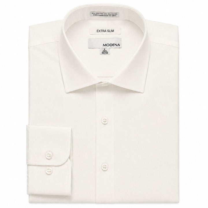 Modena Men's Extra Slim Fit Long Sleeve Solid Dress Shirt